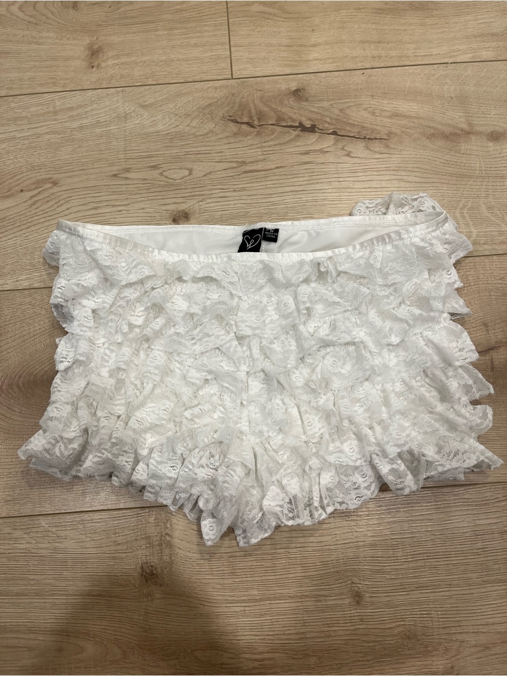 White Lace Ruffle Shorts